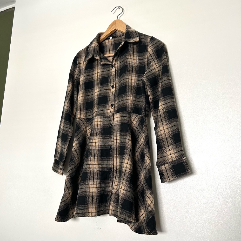 Plaid Flare Dress Shirt